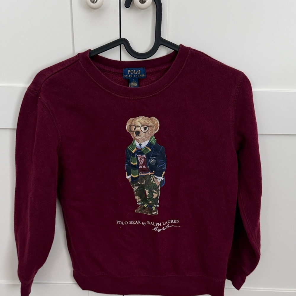 Ralph Lauren Burgundy Sweatshirt with Polo Bear